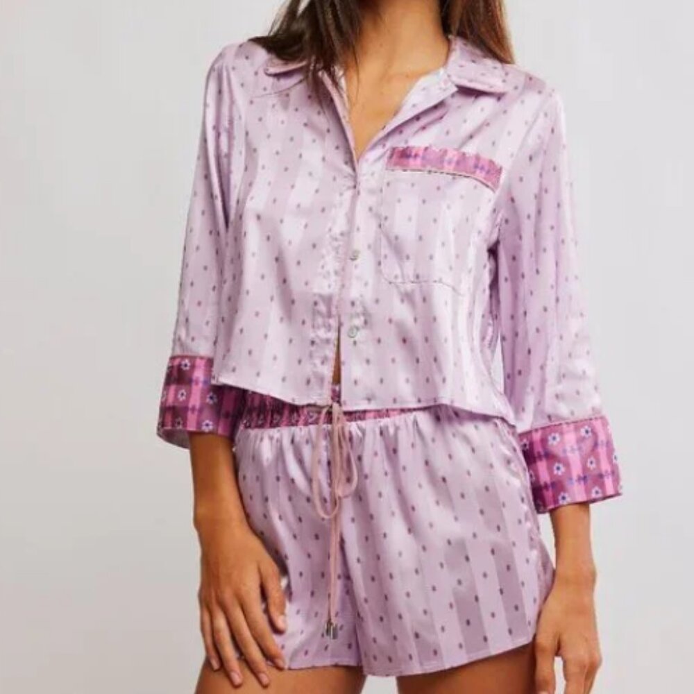NWT Free People Pillow Talk PJ Set / Lilac Combo